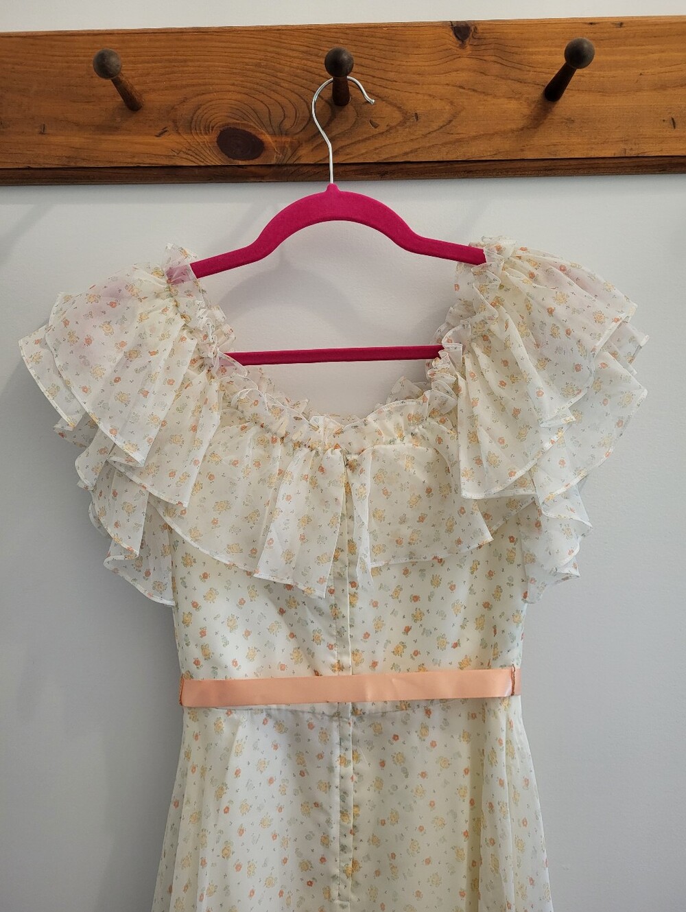 Vintage 70s Prairie Maxi Dress Boho Ruffles Cottagecore Formal Cocktail - Picture 8 of 14